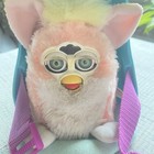 Vintage Yellow Pink Furby Babies    Sleepy Time Bed Bundle Working Read   Look