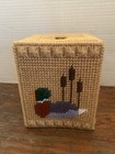 Vintage Tissue Box Cover Mallard Duck Needlepoint Plastic Canvas