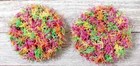 Handmade Crochet Kitchen Reusable Dish Scrubbies Sponge Tropical Pink Yellow
