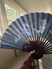 Vintage 50   60    Chinese Fujian Hand Painted Folding Wall Fan Asian Decor W  Box