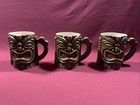 Lot Of 3 Brown  Tiki Mugs