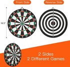 Dartboard Game Set Double Sided Dartboard 16 5 includes 6 Brass Tipped Darts
