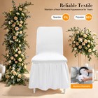 30 Pieces Chair Slipcovers With Skirt  White Wedding Stretch Chair Cover