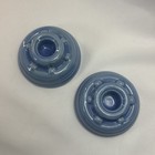 Pair Ceramic Pottery Candle Taper Holders Blue Art Deco Style Set Vintage Read