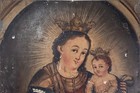 Antique Mexican Retablo  C 1890  Oil On Tin - Nuestra Se  ora Del Refugio