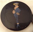Antique Vtg Art Deco Brass Compact Vanity Set Flapper Girl 4 Pcs Powder Rouge