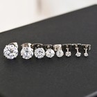 1 Pair Solid 925 Sterling Silver Round Cubic Zirconia Clear Cz Stud Earrings
