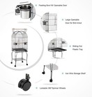 Ikayaa Parrot Bird Cage H18133 Dome Top With Stand     Silver Black     New In Box