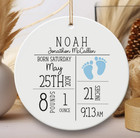 Personalized Birth Announcement Ornament  Custom Newborn Baby Birth