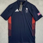 New Adidas Polo Shirt Mens Small Navy Red Team Great Britain Paris 2024 Olympic