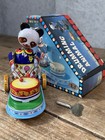 W  Box   Key Vintage Tin Litho Wind Up Clockwork Drumming Animal Panda Toy Works