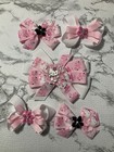 Girl Bows 5 Pcs Set Big Bow 5 5    Pigtails 3   -3 5    Pink Printed Grosgrain Ribbon