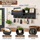 Wall Mounted Wood Key   Mail Rack Combo  6 Hooks  Shelf Mail Organizer  Black