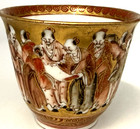 Signed Antique Japanese Kutani Hyakunin 2 25 hand Painted Porcelain Tea sake Cup