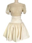 Vtg 90s Y2k Cocktail Bridal Lace Mini Dress Ribbon Drop Waist Flare Skirt S