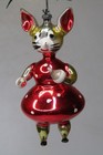 Vintage Blown Glass Lady Mouse Christmas Ornament De Carlini Italy