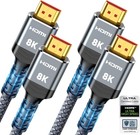 8k Hdmi 2 1 Cable 2-pack 6 6ft Certified 48gbps Ultra High Speed4k 120hz 8k 60hz
