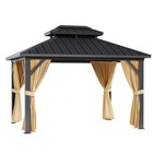 10x12 Ft Heavy Duty Hardtop Gazebo All-weather Canopy Patio Gazebo W double Roof