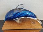 Blue Shimmer Swirl Glass Dolphin Coastal Decor - 7 5  L