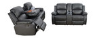New 2pc Sofa Loveseat 4-recliner Leather Set With 4 Cupholders   Console  Black