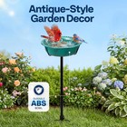 Vivohome Bird Bath For Outside With Metal Ground Stake  Green