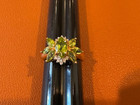 Vintage 14k Yellow Gold Ring W  Green   Clear Stones   Crystals Size 8 25