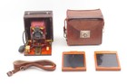    rare    Century Model 43 Folding Camera Red Bellows W  2 Plate Holders From Japan