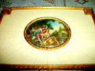 Antique Jewelry Casket Bronze Ormolu Celluloid Miniature Painting Romantic Italy