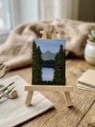 Aceo Original Acrylic Landscape Mountain Forest Painting - Miniature Art Card