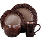 16 Piece Stoneware Dinnerware Set Dinner Plates Bowls Mugs Dishes Kitchen New