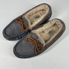 Ugg Dakota Women   s Us 6 Pewter Gray Suede Wool Lined Moccasin Slippers 5612