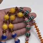 Vintage Mixed African Glass Beads With Gemstone   Brass Beads Lovely Necklace
