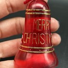 Vintage Christmas Ornament Bell Red Plastic Merry Mid Century Vtg