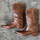 Vintage 1883 By Lucchese Men s Snip Toe Brown Leather Cowboy Boots 9d  N826354