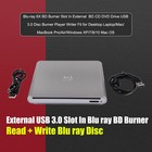 4k Uhd Bd Burner External Usb Super Slim Dvd Rw Cd Writer Portable Drive Silver