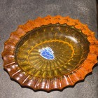 Vintage 3 1 2  5 1 2 Oval Starburst Heavy  Amber Glass Ashtray