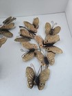 Vintage Brass Metal Butterflies Wall Hanging Mid-century Set Of 2 Gold Decor 13 