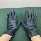 Vintage Italian Navy Blue Leather Gloves Size 8 Made In Italy