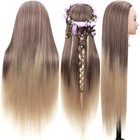 Training Head Long Soft Hair Hairdressing Styling Mannequin Head Hat Display Euj
