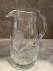 Glass Pitcher Etched Crystal 5 5    Juice Water Cocktail  Floral Design Gorgeous