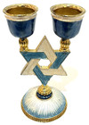 Shabbat Candle Holders Enamel Jewish Star Of David Judaism Hebrew Israel Judaica