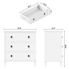 Cowmou White 3 Drawers Nightstand With Charging Station  Modern Bedside Table 3