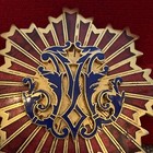 Vintage Heraldic Coat Of Arms Shield Family Crest Enamel Star Burst Pin Pendant