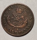 1857 Bank Of Upper Canada Half Penny Bank Token - 165  Years Old - Rare
