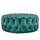Modway Amour Button Tufted Round Velvet Ottoman In Teal Green Eei