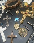 Vtg Christian Lot Jesus Mary Angels Ster Prayer Hands Beads Crosses 20  Read A59