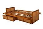 Westport Futon Frame With Drawers- Solid Hardwood - Honey Finish - Rattan Trim