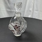 Art Glass Perfume Bottle Clear Purple Hand Blown Dauber Stopper Lots Of Bubbles