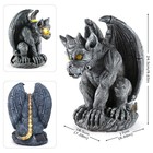 Large Winged Gargoyle Statue With Solar Lights For Outdoor Garden Decor