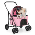 4 Wheels Foldable Dog Stroller 3-in-1 Multifunction Car Seat Travel Dog Cat Cage
